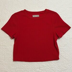 Red Ribbed Crop Top